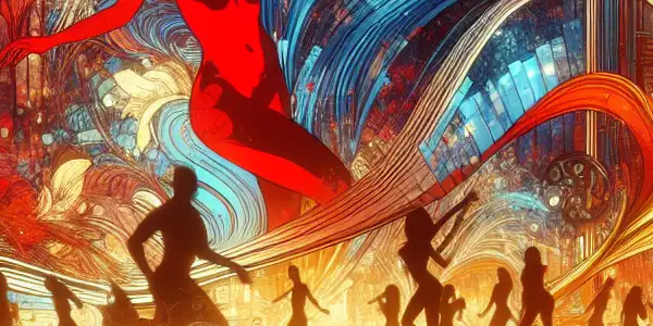 A vibrant editing room with diverse editors and screens displaying rapid cuts from adult films, emphasizing creativity and collaboration.