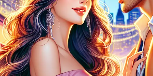 A romantic encounter between a stylish young couple in a vibrant, neon-lit Japanese city at night.